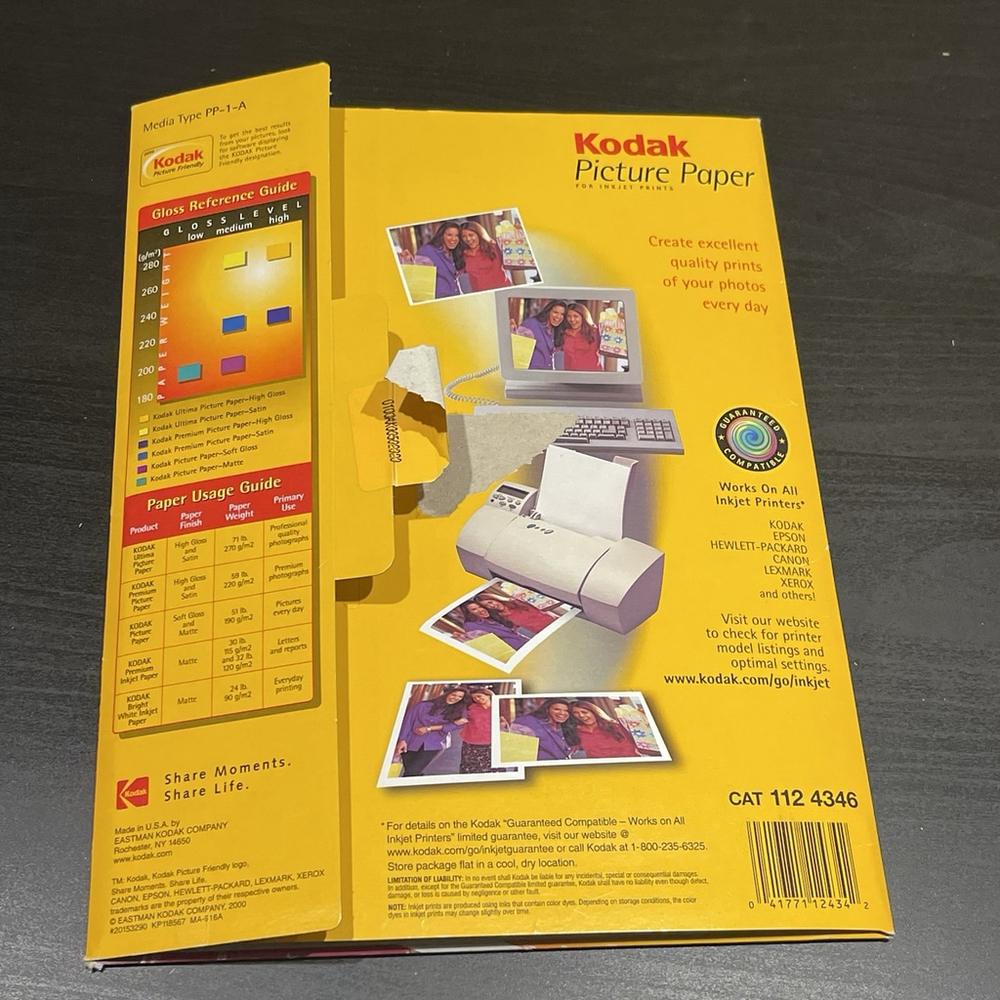 KODAK Picture Paper For Inkjet Printers Soft Gloss 20 Sheets 8.5 x11 OPENED - Picture 5 of 8